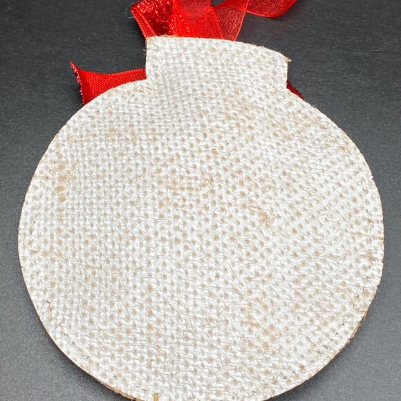 Holiday Time "Merry Christmas" Red Green Burlap Ornaments Set of 4 - Picture 7 of 12